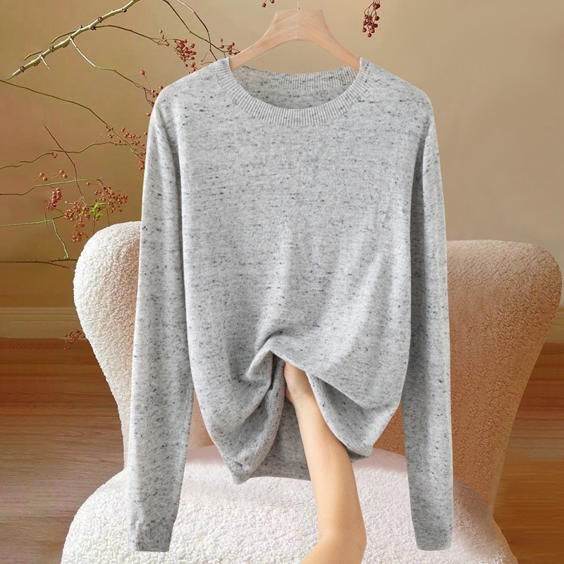 Pulover od worsted vune s cvjetnim uzorkom, dugi rukavi, okrugli izrez, elegantan stil, duljina 50–65 cm