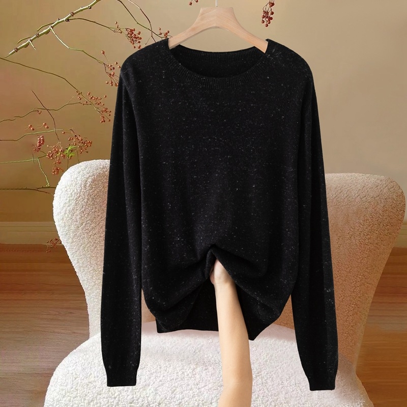 Pulover od worsted vune s cvjetnim uzorkom, dugi rukavi, okrugli izrez, elegantan stil, duljina 50–65 cm