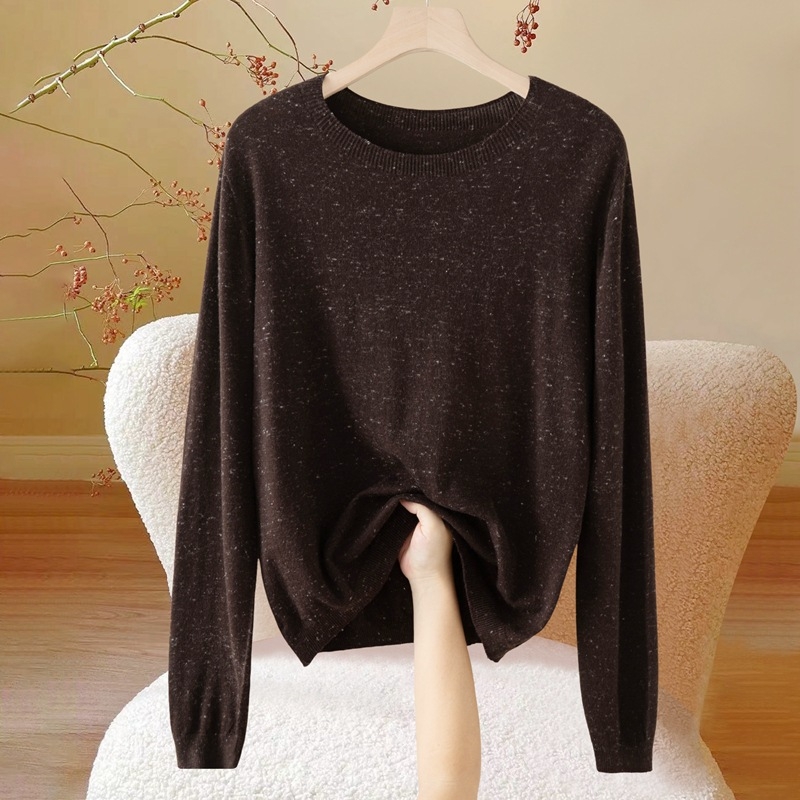 Pulover od worsted vune s cvjetnim uzorkom, dugi rukavi, okrugli izrez, elegantan stil, duljina 50–65 cm