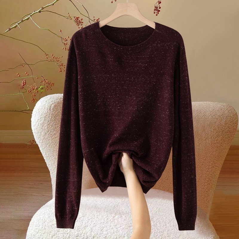 Pulover od worsted vune s cvjetnim uzorkom, dugi rukavi, okrugli izrez, elegantan stil, duljina 50–65 cm