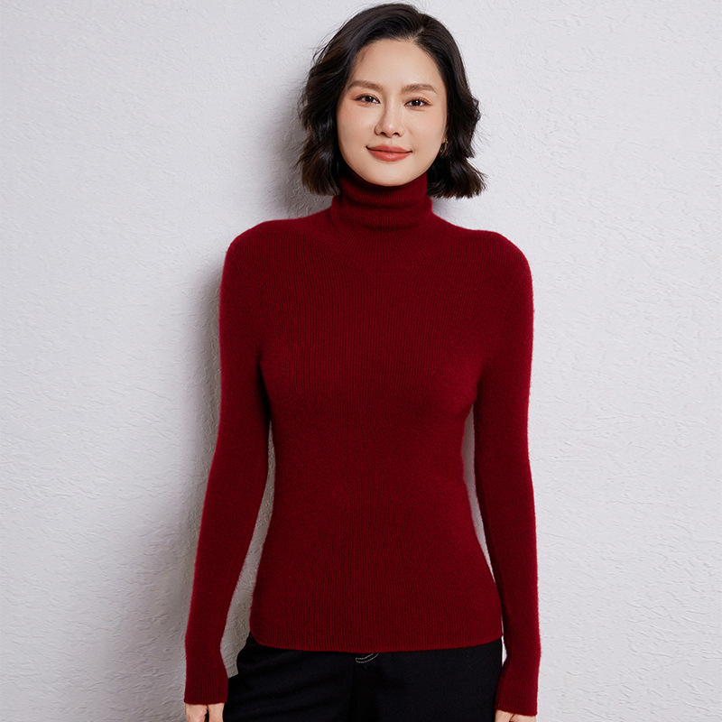 Pulover din lână pentru femei, 95% lână, Slim Fit, mâneci lungi, toamnă–iarna 2024