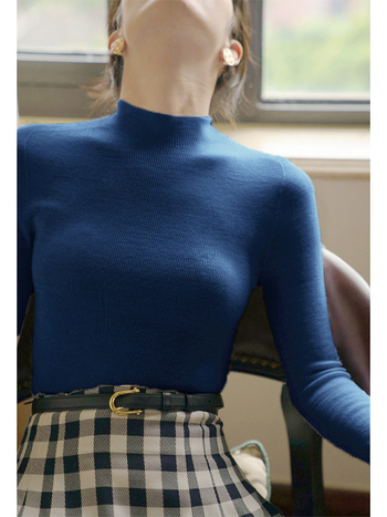 Pulover damă din cașmir tricotat, cu glugă și guler polo, croială slim, pentru toamnă-iarnă