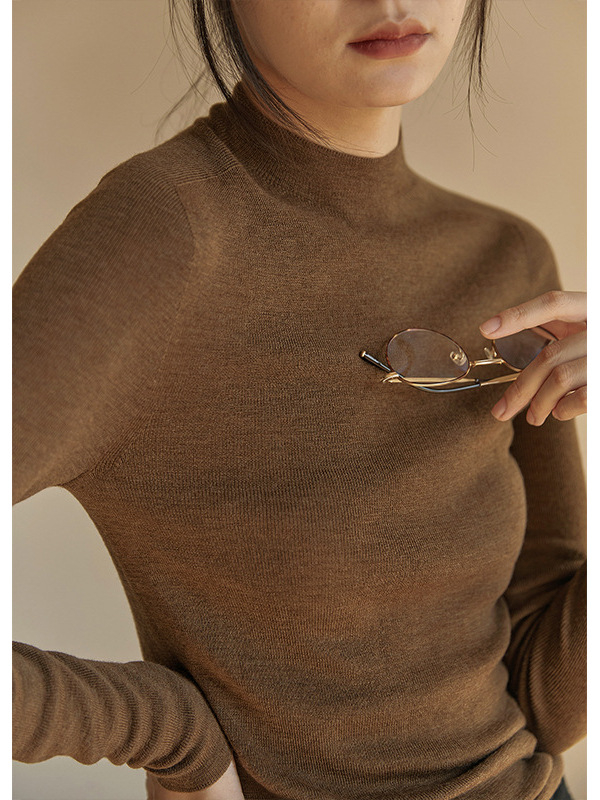 Pulover damă din cașmir tricotat, cu glugă și guler polo, croială slim, pentru toamnă-iarnă