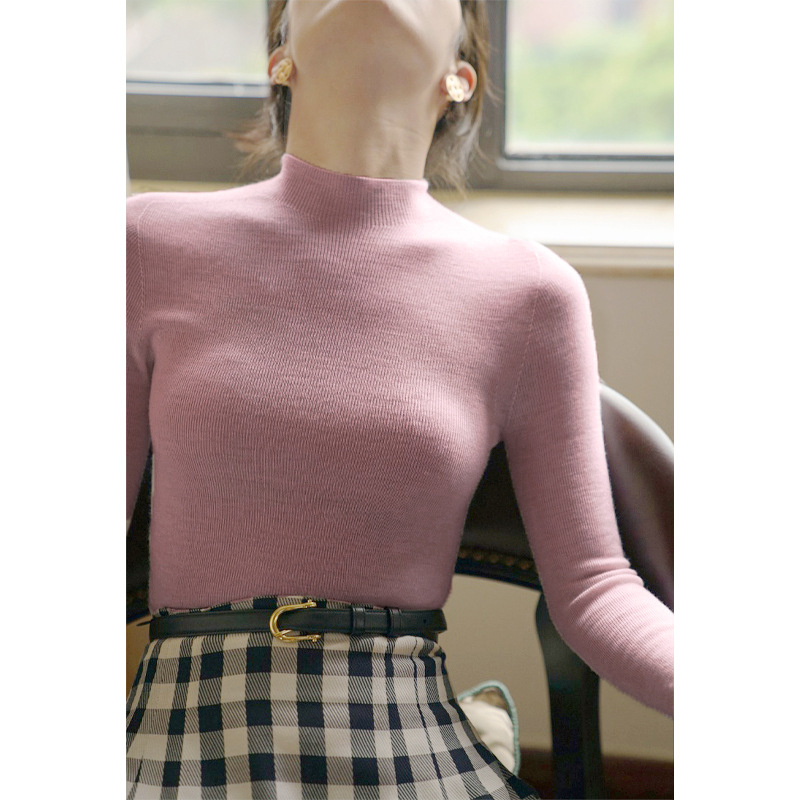 Pulover damă din cașmir tricotat, cu glugă și guler polo, croială slim, pentru toamnă-iarnă