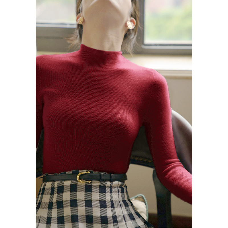 Pulover damă din cașmir tricotat, cu glugă și guler polo, croială slim, pentru toamnă-iarnă