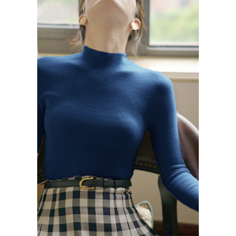 Pulover damă din cașmir tricotat, cu glugă și guler polo, croială slim, pentru toamnă-iarnă