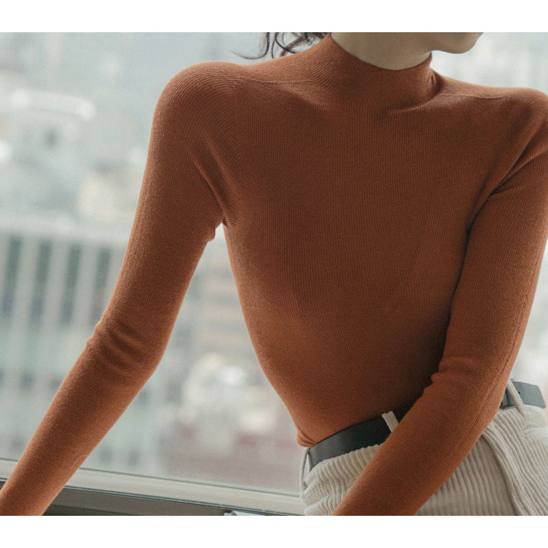 Pulover damă din cașmir tricotat, cu glugă și guler polo, croială slim, pentru toamnă-iarnă