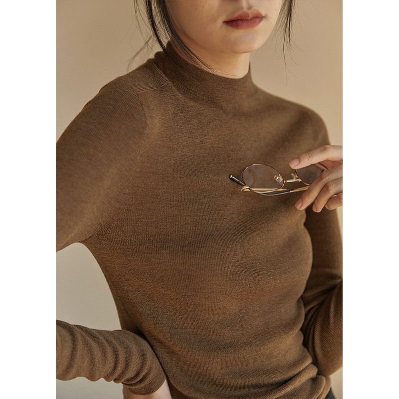 Pulover damă din cașmir tricotat, cu glugă și guler polo, croială slim, pentru toamnă-iarnă