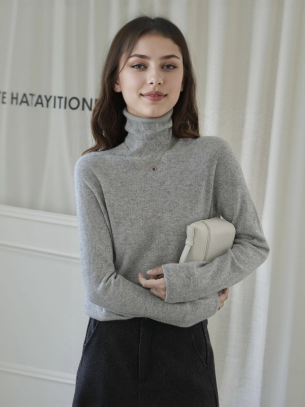 Πουλόβερ από κασμίρ με μείγμα μεταξιού Mulberry, γιακάς με στρώσεις, μακριά μανίκια, μήκος κανονικό 50–65 εκ