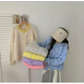 Kardigan od alpaka vune, patchwork prugasti uzorak, slobodan kroj, okrugli izrez, dugi rukavi