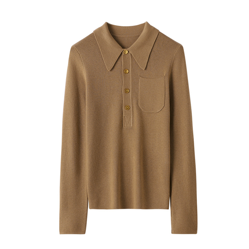 Vuneni pulover s polo ovratnikom – slim fit, dugi rukav, tanak, jesen-zima, 70–80% vuna