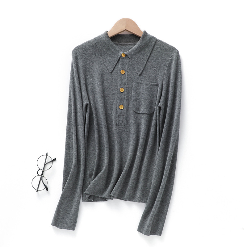 Vuneni pulover s polo ovratnikom – slim fit, dugi rukav, tanak, jesen-zima, 70–80% vuna