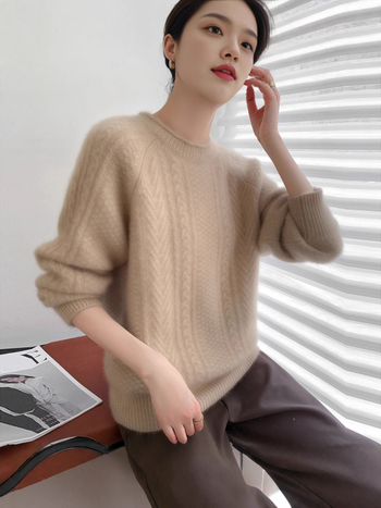 Zimski vuneni pulover s roliranim ovratnikom, širok kroj, korejski stil, udoban za slojevito oblačenje