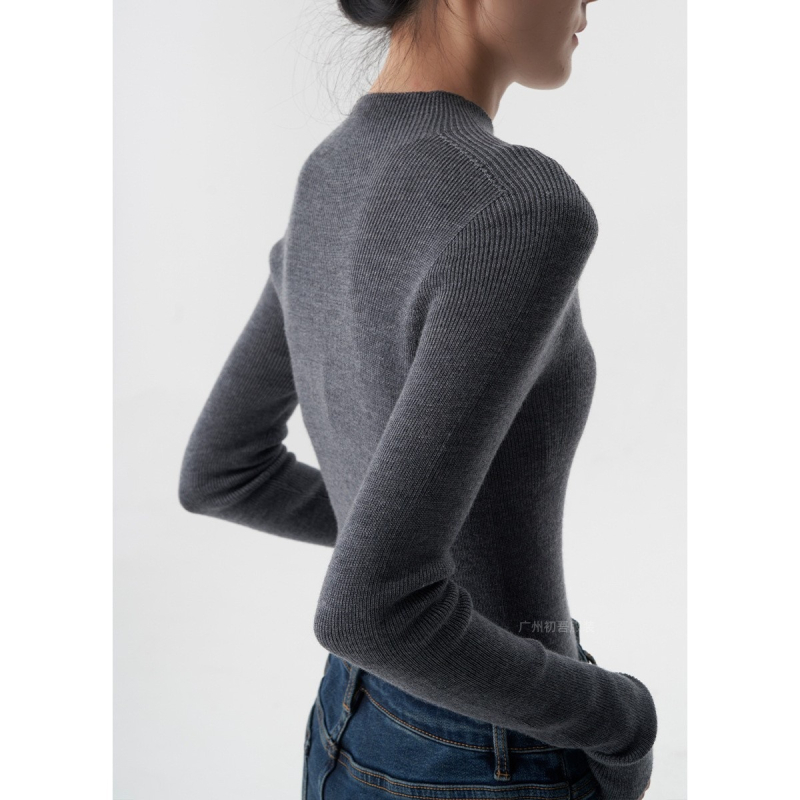 Pulover – bezšivni jednobojni pleteni, polurolak, dugi rukavi, Spandex 30-50%