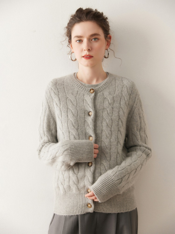 Palton cardigan din cașmir, tricotat în spirală, pentru femei, stil vintage, croială lejeră, mâneci lungi