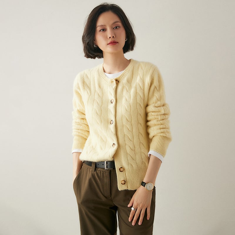 Palton cardigan din cașmir, tricotat în spirală, pentru femei, stil vintage, croială lejeră, mâneci lungi