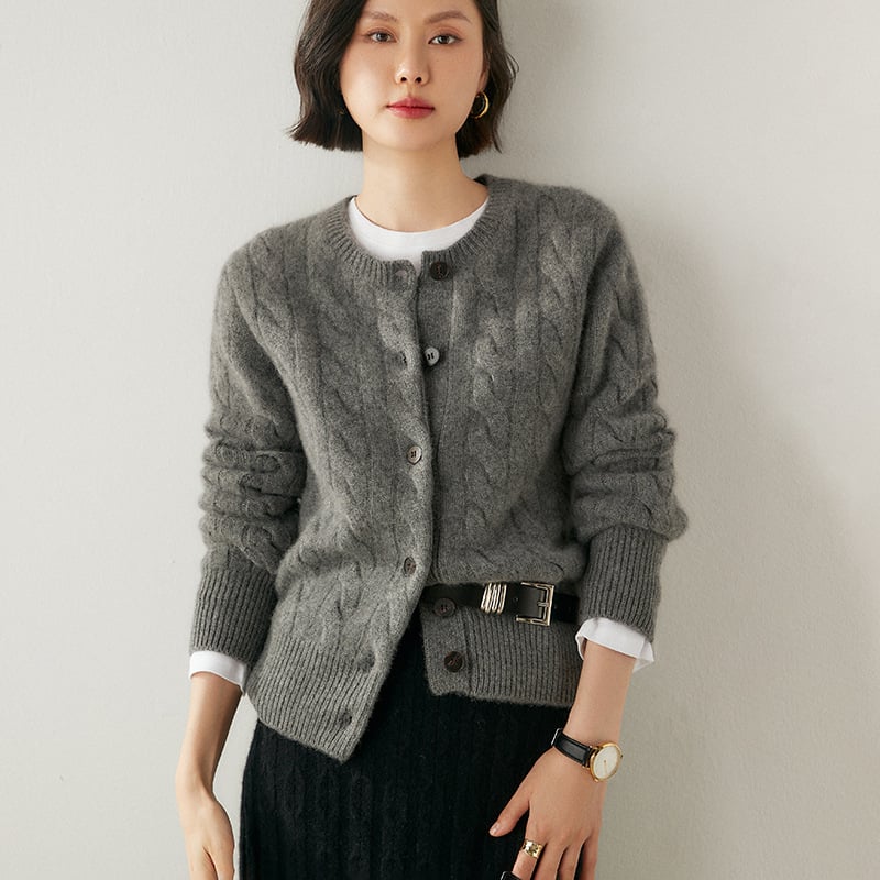 Palton cardigan din cașmir, tricotat în spirală, pentru femei, stil vintage, croială lejeră, mâneci lungi