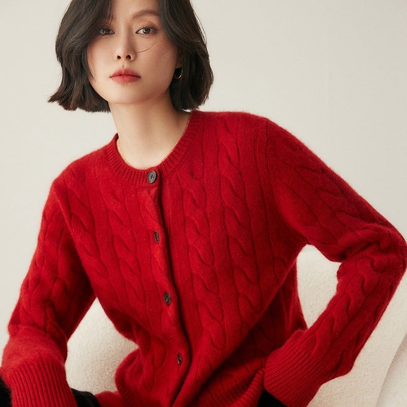 Palton cardigan din cașmir, tricotat în spirală, pentru femei, stil vintage, croială lejeră, mâneci lungi