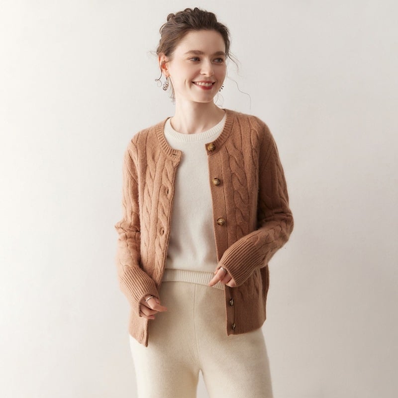 Palton cardigan din cașmir, tricotat în spirală, pentru femei, stil vintage, croială lejeră, mâneci lungi