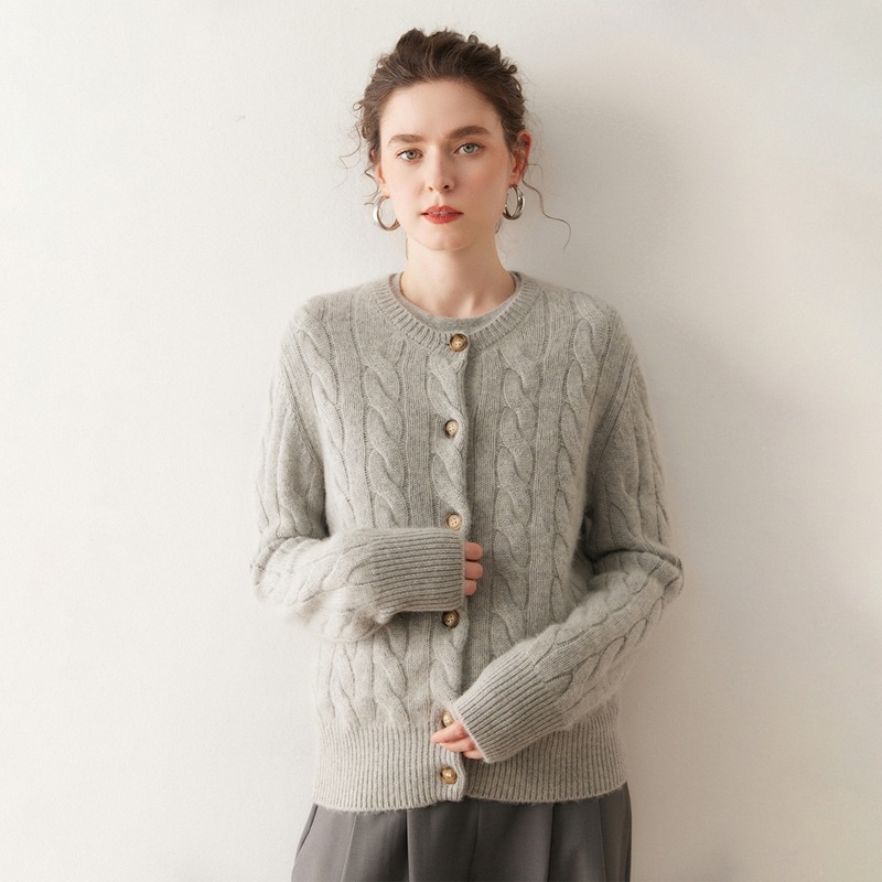 Palton cardigan din cașmir, tricotat în spirală, pentru femei, stil vintage, croială lejeră, mâneci lungi