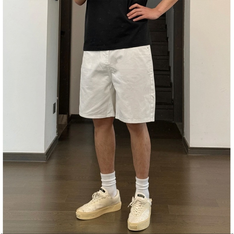 Muške vintage smeđe denim šorce za ljeto 2025, casual stil s više džepova