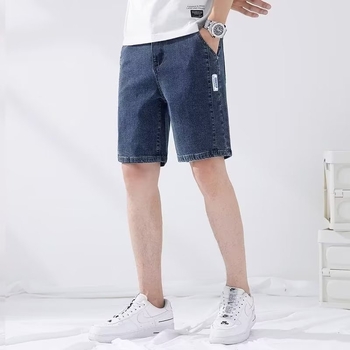 Férfi denim rövidnadrág, öt zseb design, laza egyenes szabás, nyár, pamut