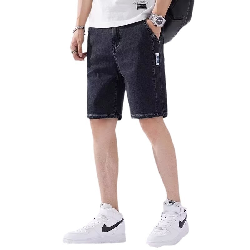 Férfi denim rövidnadrág, öt zseb design, laza egyenes szabás, nyár, pamut