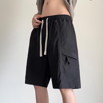 Ανδρικά cargo κοντά παντελόνια, χαλαρή γραμμή, κορεατικό στυλ, πολυεστέρας, καλοκαίρι