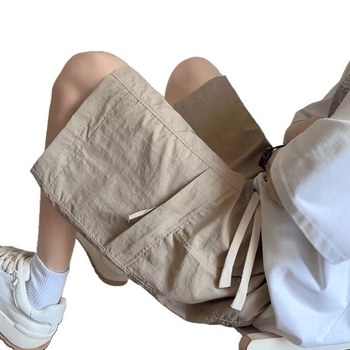 Ανδρικά cargo κοντά παντελόνια, χαλαρή γραμμή, κορεατικό στυλ, πολυεστέρας, καλοκαίρι