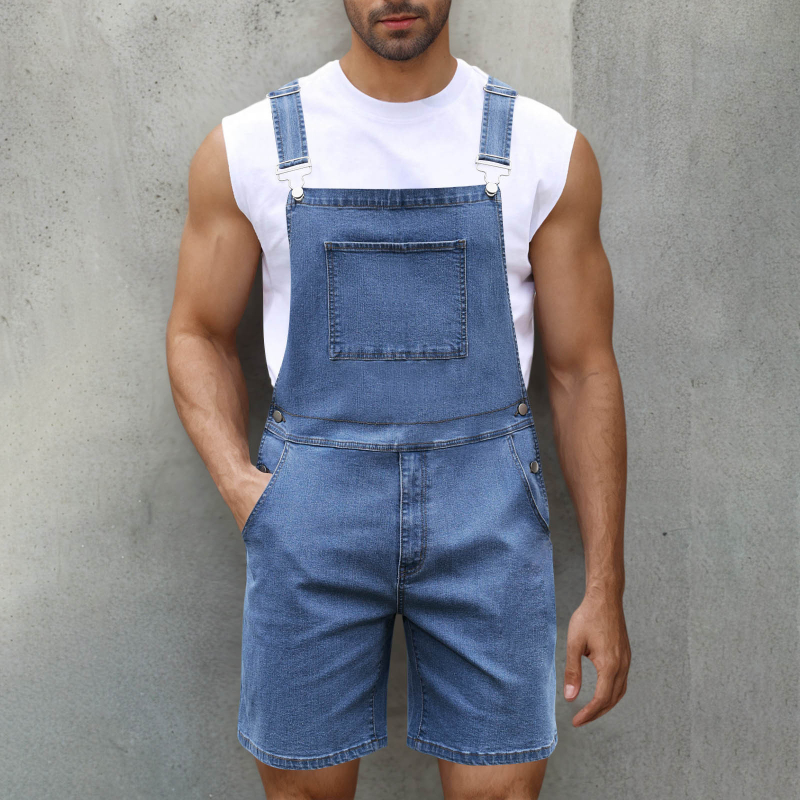 Férfi farmer rövidnadrág, egyenes szabás, középmagas derekú, cipzár, pamut denim