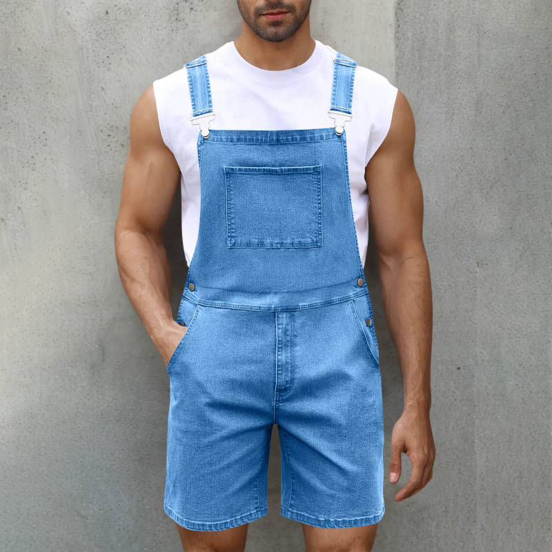Férfi farmer rövidnadrág, egyenes szabás, középmagas derekú, cipzár, pamut denim