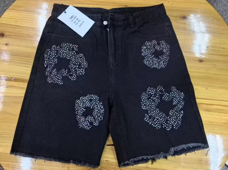 Denim rövidnadrág egyenes szabású, retro stílusú, pamut anyagú, 2025 nyár