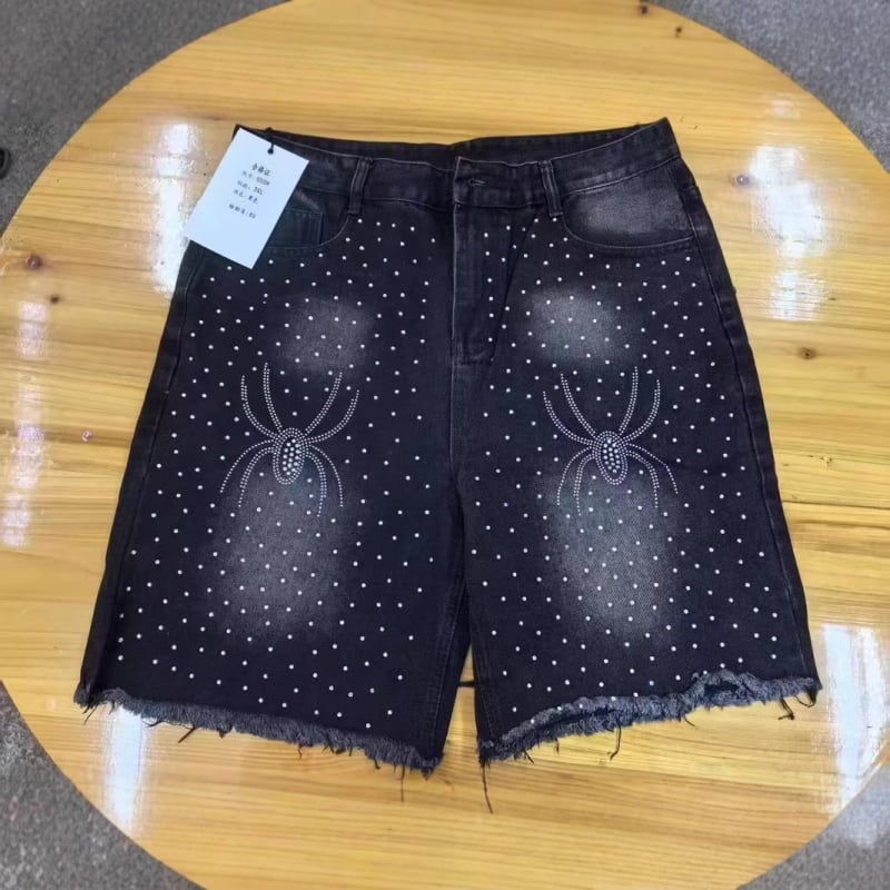 Denim rövidnadrág egyenes szabású, retro stílusú, pamut anyagú, 2025 nyár