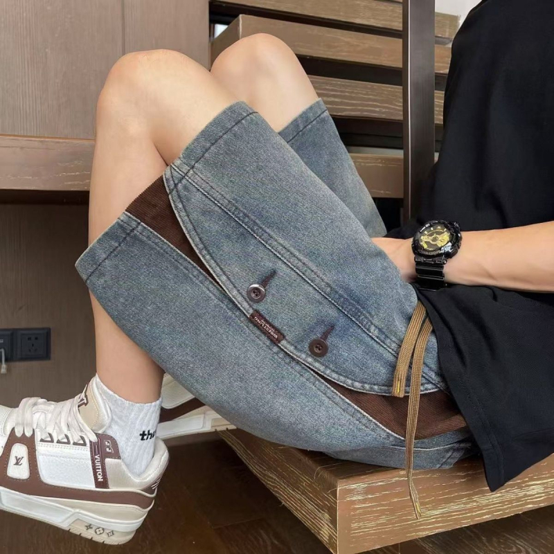 Muške traper šorc s vintage pranjem - ravni kroj, dužina do koljena, casual