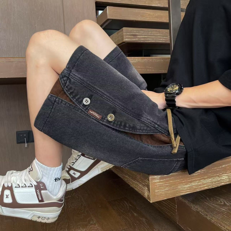 Muške traper šorc s vintage pranjem - ravni kroj, dužina do koljena, casual
