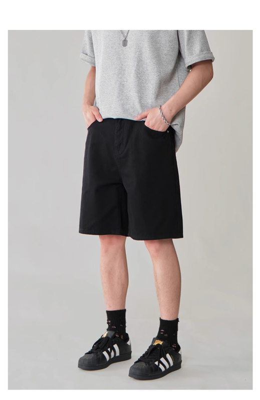 Мъжки дънкови къси панталони с прав крак, капри дължина, полиестер, лятна колекция