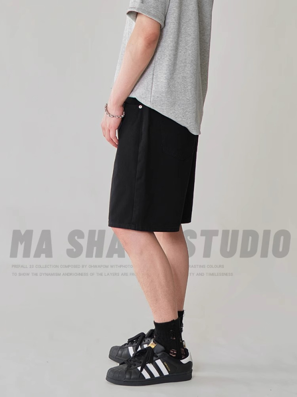 Мъжки дънкови къси панталони с прав крак, капри дължина, полиестер, лятна колекция