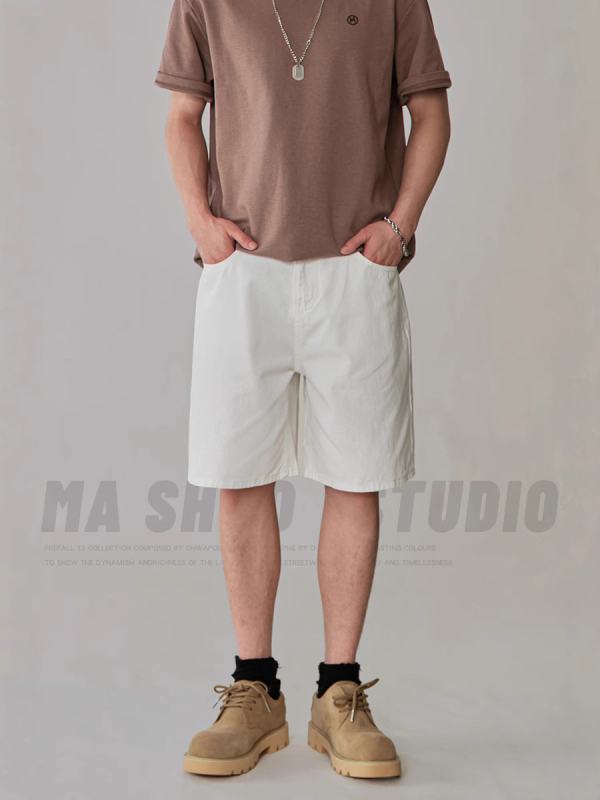 Мъжки дънкови къси панталони с прав крак, капри дължина, полиестер, лятна колекция