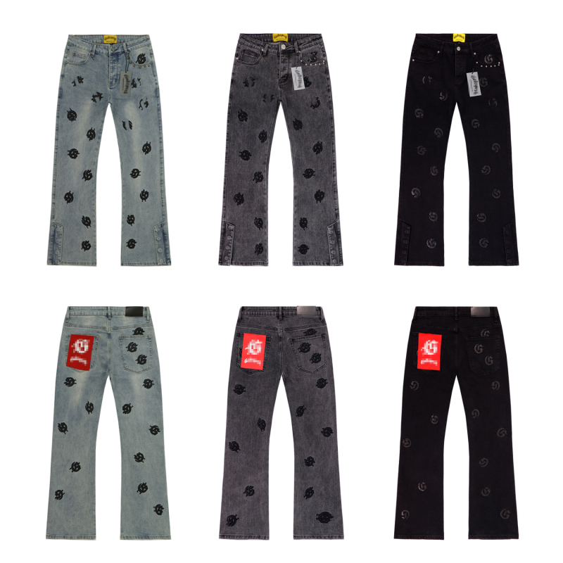 Godspeed bőr patch-szel ellátott farmer rövidnadrág, laza szabás, utcai stílus, pamut-denim