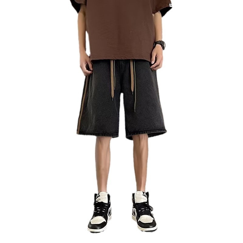 Șorturi denim pentru bărbați - cinci inci lungime, 70% bumbac, croială dreaptă, vară, stil coreean