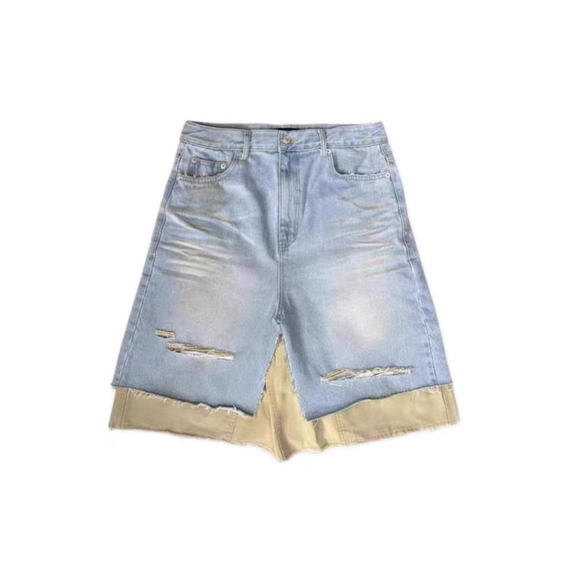 Șort denim bărbați Seven-Quarter, croială lejeră, bumbac denim, stil coreean, vară 2025