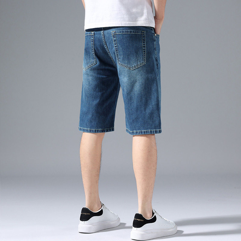 Ανδρικά βαμβακερά τζιν κοντά παντελόνια, εφαρμοστό ίσια γραμμή, Καλοκαίρι 2025