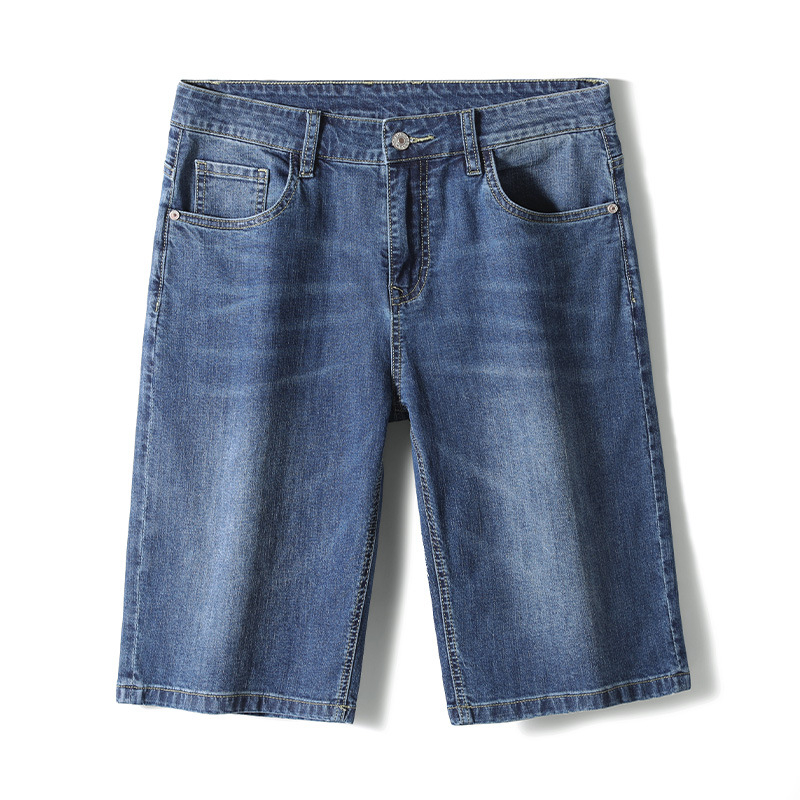 Ανδρικά βαμβακερά τζιν κοντά παντελόνια, εφαρμοστό ίσια γραμμή, Καλοκαίρι 2025
