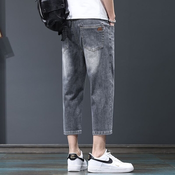 Șorturi denim pentru bărbați, talie medie, lungime cropped, croială dreaptă, buzunare multiple