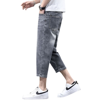 Șorturi denim pentru bărbați, talie medie, lungime cropped, croială dreaptă, buzunare multiple