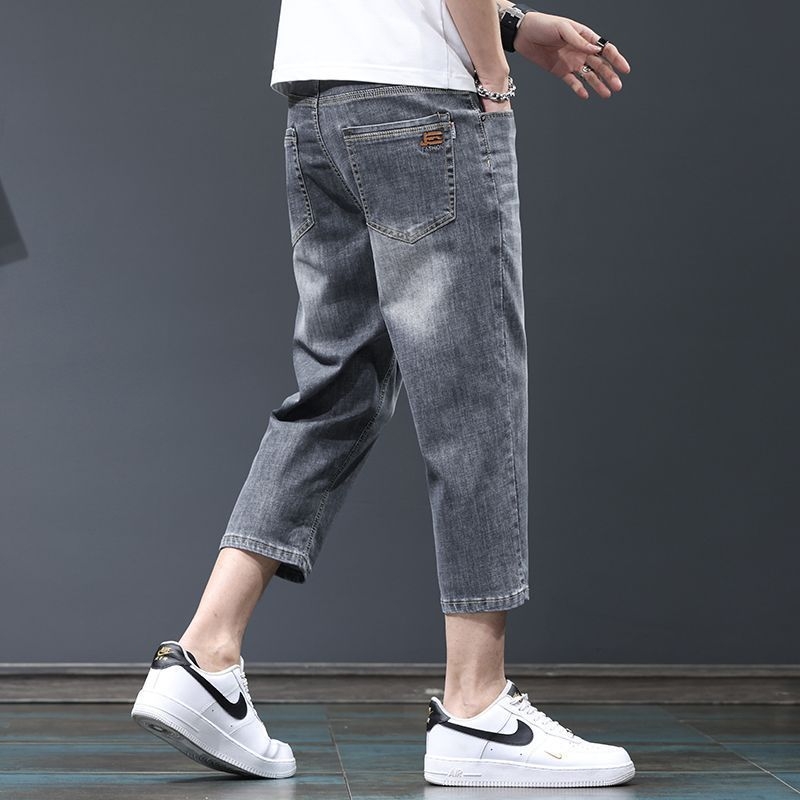 Șorturi denim pentru bărbați, talie medie, lungime cropped, croială dreaptă, buzunare multiple