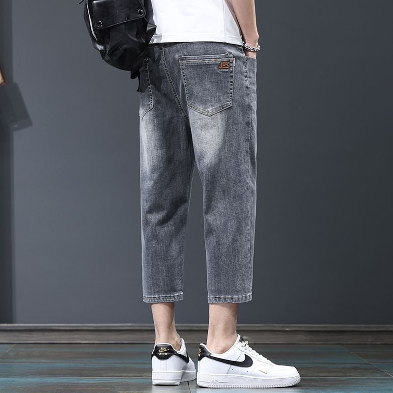 Șorturi denim pentru bărbați, talie medie, lungime cropped, croială dreaptă, buzunare multiple