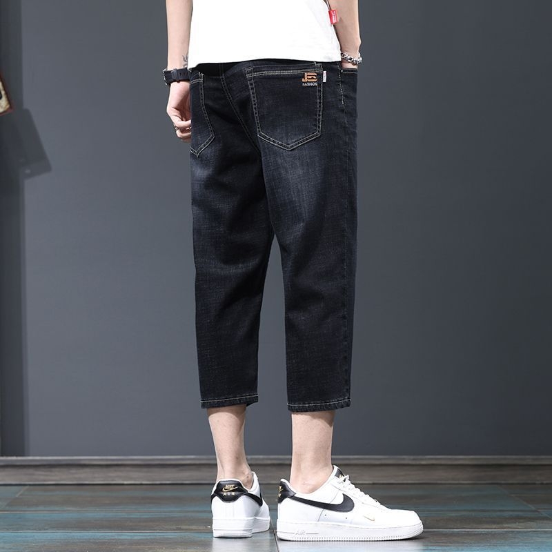 Șorturi denim pentru bărbați, talie medie, lungime cropped, croială dreaptă, buzunare multiple