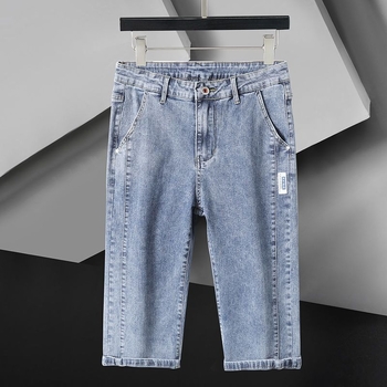 Shorturi din denim pentru bărbați, croială lejeră, lungime cropped, croială dreaptă, talie medie