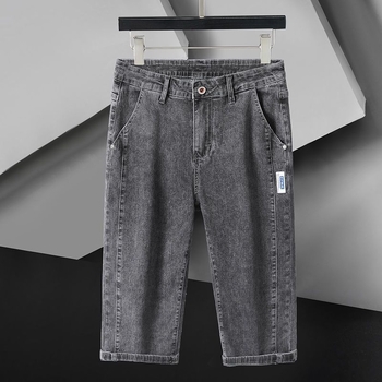 Shorturi din denim pentru bărbați, croială lejeră, lungime cropped, croială dreaptă, talie medie